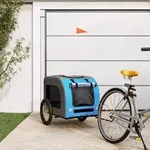 Fahrradanh&auml;nger Hunde Blau Und Grau Oxford-gewebe & Eisen - Vidaxl