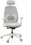 Ergonomischer B&uuml;rostuhl Skandis Pro Mit Kopfst&uuml;tze Grau / Gestell Wei&szlig; Hjh...