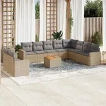 Vidaxl - 11-tlg. Garten-sofagarnitur Mit Kissen Beige Poly Rattan