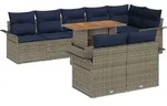 Garten-sofa-set Mit Kissen 9 Pcs Grau Und Marineblau Vidaxl