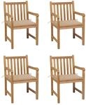 Gartenst&uuml;hle 4 Stk. Mit Beigen Kissen Massivholz Teak Vidaxl