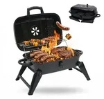 Relaxdays Tischgrill, Tragbarer Klappgrill, Hbt: 34 X 59 X 36 Cm, Warmhalterost,