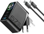 Cellularline Powerview Iq Kit Ach 67w 67w Netzladeger&auml;t-kit Mit Smartem Tft-display,