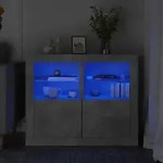 Beistellschr&auml;nke Mit Led-leuchten 2 Stk Betongrau Holzwerkstoff - Vidaxl