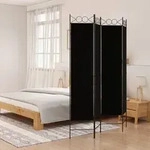 4-tlg. Paravent Schwarz 160x200 Cm Stoff Vidaxl