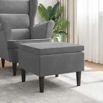 Vidaxl Stool With Wooden Legs Dark Grey Velvet