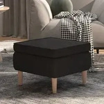 Hocker Mit Holzbeinen Schwarz Stoff Vidaxl