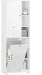 Sobuy - Bzr104-w Hochschrank Mit Ausklappbarem W&auml;schesack Badezimmer Schrank