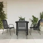 5-tlg. Garten-essgruppe Schwarz Stahl Und Textilene Vidaxl