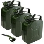 Baumarktplus - 3x Metallkanister Olivgr&uuml;n 5 Liter Inkl. 1x Ausgie&szlig;er Benzin...