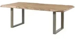 Massivmoebel24 - Baumtisch Mango 240x100x77 Beige Lackiert / U-beine Silber Matt