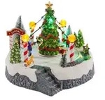 Eisbahn Mit Tannenbaum - 22 Cm - Mit Led Beleuchtung Und Musik