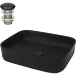 Luxebath - Ml-design Waschbecken Aus Keramik Schwarz Matt 51x40,5x13,5cm, Inkl.