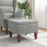 Hocker Mit Holzbeinen Hellgrau Samt - Vidaxl