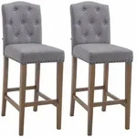 Clp - 2er Set Barhocker Louise Stoff Hellgrau Antik-hell