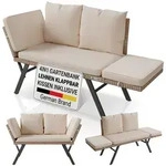 Juskys&reg; Gartenbank Calvia Creme/sand - Klappbare Polyrattan Gartensofa Inkl....