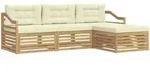 Outdoor-sofagarnitur Mit Kissen 4 Pcs Wei&szlig; Und Creme Polyester Vidaxl