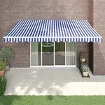 Markise Einziehbar Blau Und Wei&szlig; 4x3 M Stoff Und Aluminium Vidaxl