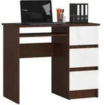 Pc-schreibtisch Akord A6 Rechts In Der Farbe Wenge Mit 3 Schubladen Front Wei&szlig; Und 1