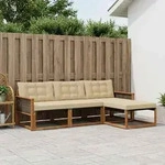 Vidaxl Outdoor Sofa Set With Cushion 4 Pcs Natural And Beige