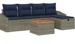 Gartensofa-set Mit Kissen Mit Speicher 6 Pcs Grau Poly Rattan Vidaxl