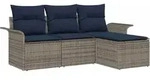 Gartensofa-set Mit Kissen Mit Speicher 4 Pcs Grau Poly-rattan Vidaxl