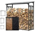 Metall Kaminholzregal Au&szlig;en 130 X 70 X 185 Cm Mit Wetterschutz Transparent,...