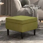 Hocker Mit Holzbeinen Hellgr&uuml;n Samt Vidaxl