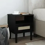 Prolenta Premium Nachttisch Senja Rattan-look Schwarz 40x35x48