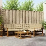 Vidaxl Outdoor Sofa Set With Cushion 5 Pcs Natural And Beige