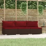3-sitzer Sofa Mit Kissen Braun Geflochtenes Harz