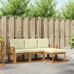Vidaxl Outdoor Sofa Set With Cushion 4 Pcs Natural And Cream
