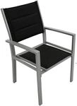 Degamo - Sessel Madeira, Aluminium Silbergrau + Textilgewebe Gepolstert Schwarz, 2