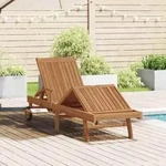 Vidaxl Sun Lounger Solid Teak Wood Brown