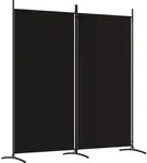 2-tlg. Paravent Schwarz 175x180 Cm Stoff Vidaxl
