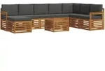 Outdoor-sofagarnitur Mit Kissen 9 Pcs Natur Und Anthrazit Vidaxl