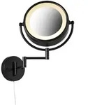 Design Wandspiegel Schwarz Inkl. Led Verstellbar Ip44 Mit Zugschnur - Vicino