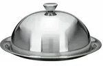 Speise Glocke Mit Servier Teller - 24 Cm - Edelstahl K&auml;se Haube Rund Silber