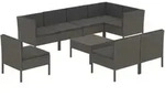 9-tlg. Garten-lounge-set Mit Auflagen Poly Rattan Grau Vidaxl