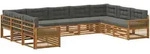 Outdoor-sofagarnitur Mit Kissen 9 Pcs Natur Und Anthrazit Vidaxl