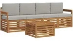 Outdoor-sofagarnitur Mit Kissen 5 Pcs Nat&uuml;rlich Und Hellgrau Vidaxl