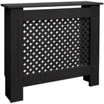 Heizk&ouml;rperverkleidung Mit Wabenmuster 78x19x82cm Schwarz Aus Mdf Lackiert F&uuml;r