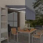 Vidaxl Markise Automatisch Mit Rollo Led Windsensor 3x2,5m Blau Wei&szlig;