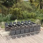 15-tlg. Garten-essgruppe Mit Kissen Poly Rattan Grau Vidaxl