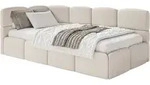 Selsey Cloudy &ndash; Jugendbett 120 Cm, Bettkasten, Chenille, Kopfteil Links, Creme