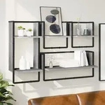 Vidaxl 4 Piece Wall Shelf Set With Bars Grey Sonoma Engineered Wood