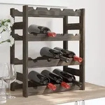 Weinregal F&uuml;r 16 Flaschen Grau Massivholz Kiefer Vidaxl