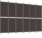 6-tlg. Paravent Braun 300x200 Cm Stoff Vidaxl