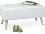 Relaxdays - Sitzbank Mit Stauraum, Samtbezug, 40 L, Gepolstert, Holzbeine, Flur, 2er