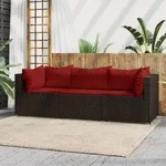 Vidaxl 3-tlg. Garten-lounge-set Mit Kissen Braun Poly Rattan